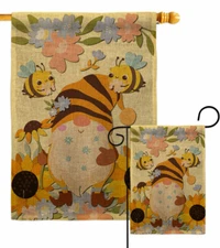 Blooming Gnome Burlap Garden Flag Friends Decorative Gift Yard House Banner
