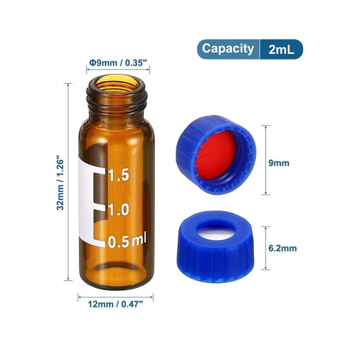 PATIKIL 2ml Autosampler Vial, 1000 Pack Pre-Slit Septa HPLC/GC Vials 9-425 La... - Picture 2 of 8