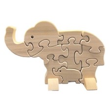 Wooden Puzzle Elephant 3D Wood Stands Mother Baby Nursery Children's Room