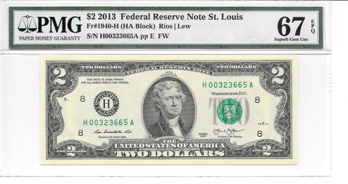 2013 ST. LOUIS $2 FRN (HA Block) PMG 67 EPQ SUPERB GEM UNCIRCULATED - Picture 10 of 12