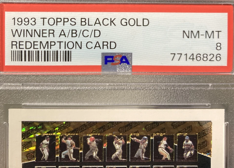 Tarjeta de béisbol Topps Redemption 1993. Win A/B/C/D. 🔥 Oro negro. Foto 2 de 4