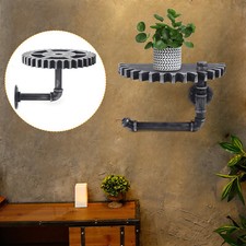 2tlg. Retro Industrie Eisen Wasserrohr  Getriebe Design Wandregal Wandst?nder !