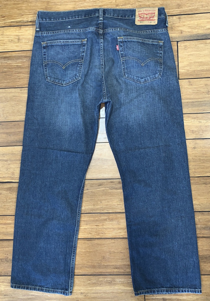 Levis Blue Jeans 569 Levi Mens Size 36x32 Loose Straight Leg Denim
