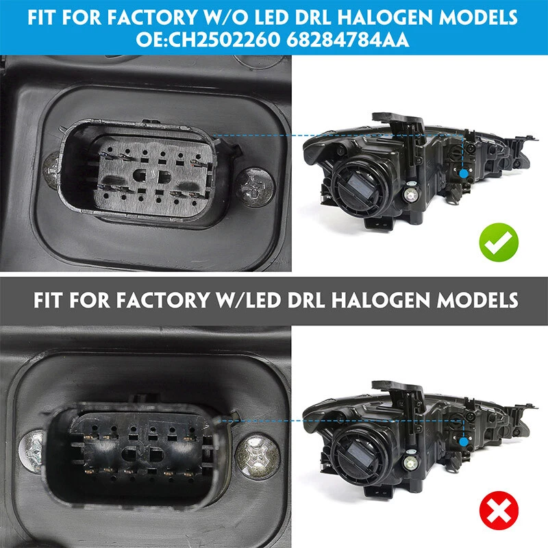 For 2015-2017 Chrysler 200 S Sedan Halogen Headlight  w/o LED DRL Driver Side - Image 4 of 4