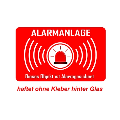 ZEUNERT-SCHILDER 10 x Hinterglasaufkleber, Alarm, Alarmgesichert, Alarmanlage, Sicherheit 5x3 cm