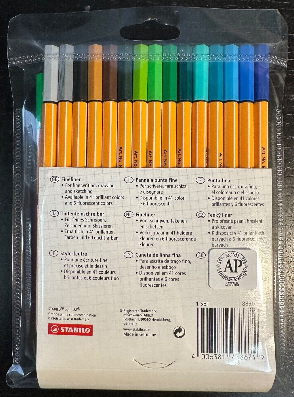 Stabilo 30 point 88 Fineliner Markers 5x neon 0.4mm *new* 8830-1 (set of 30)
