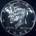 1968-S Kennedy Half Dollar - TYPE 2 SILVER CLAD PROOF - 40% SILVER