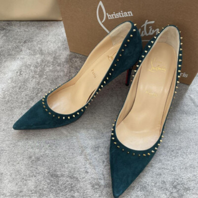 Christian Louboutin Pumps Heel Studs Velvet Green US7.5 EU39 From