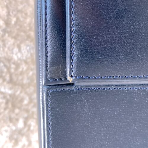 Vintage Cartier Clutch Bag Sapphire Line Leather Blue Cabochon with Card - Picture 20 of 22