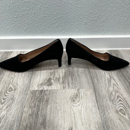 Franco Sarto Black Suede Pointed Toe Heel Pumps Classic Career Size 8 - Picture 4 of 8