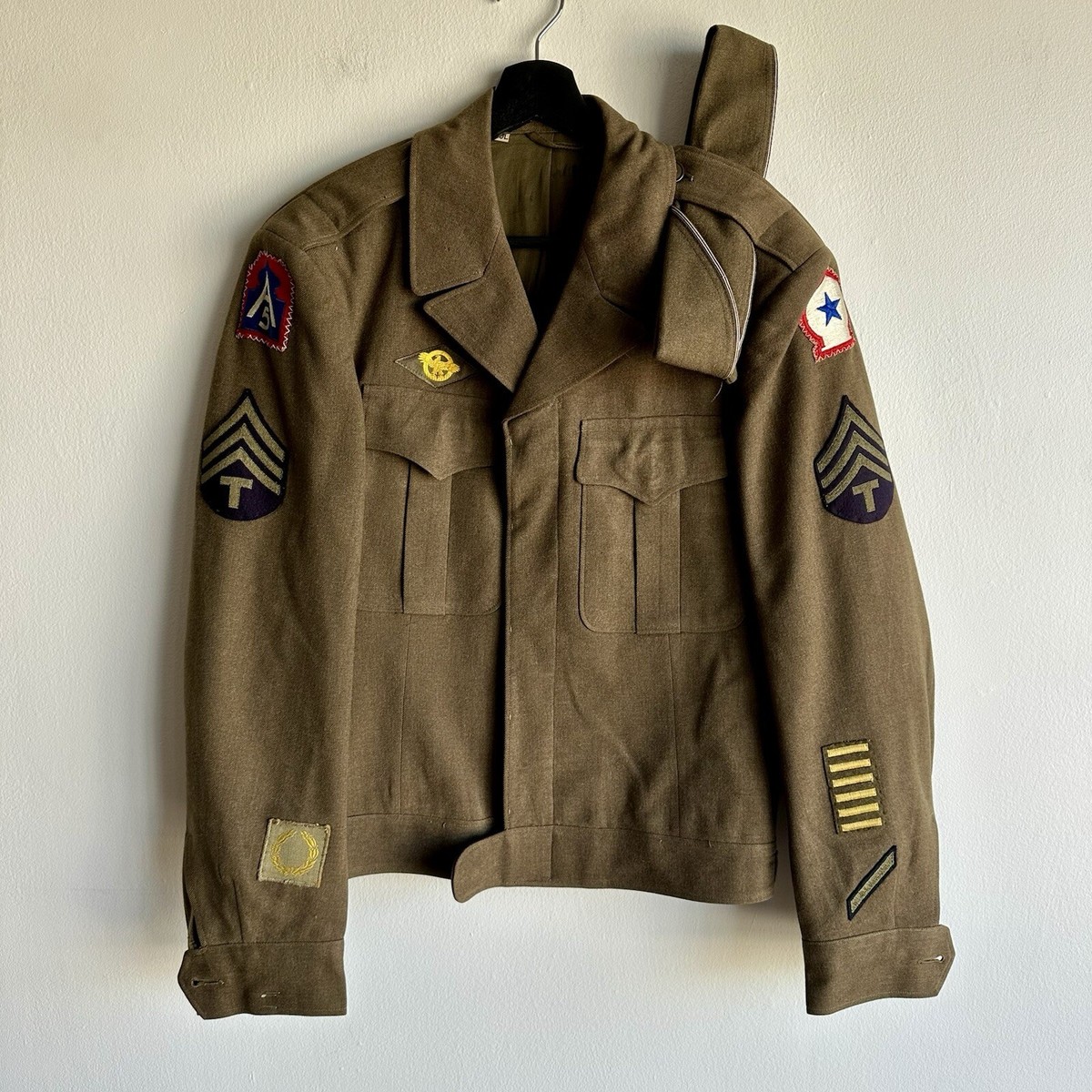 WWII US Army Ike Uniform Jacket Patched North Africa Command 5th