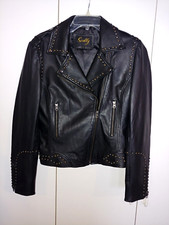 Scully Ladies Black Leather Studded Zip Jacket-jr L-barely Worn-nice