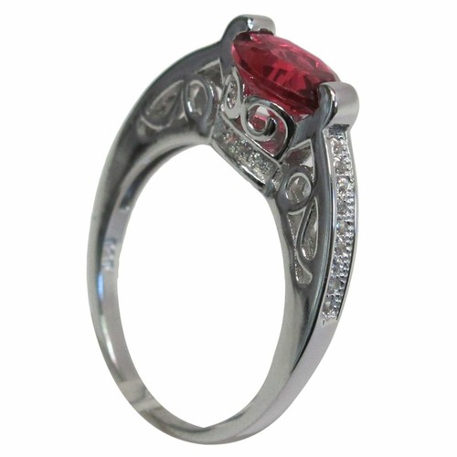 PRECIOUS 2 CT OVAL CUT RUBY 925 STERLING SILVER RING SIZE 5-10 - Picture 2 of 3