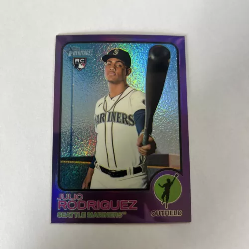 JULIO RODRIGUEZ 2022 Topps Heritage #700 PURPLE HOT BOX REFRACTOR Rookie RC