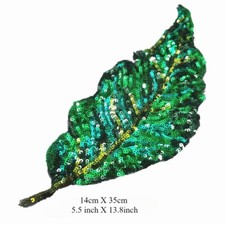 2x Glitter Sequin Embroidery Leaves Patches Appliques for DIY Sewing Accessory