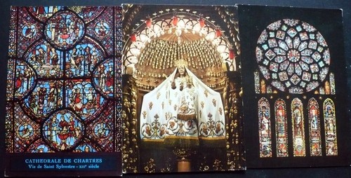 3 1960 Chartres Cathedral France Black Madonna Stained Glass Windows 4x6 Cards Ebay