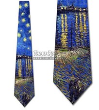 Starry Night Over the Rhone Tie Men's Art Ties Van Gogh Necktie NWT