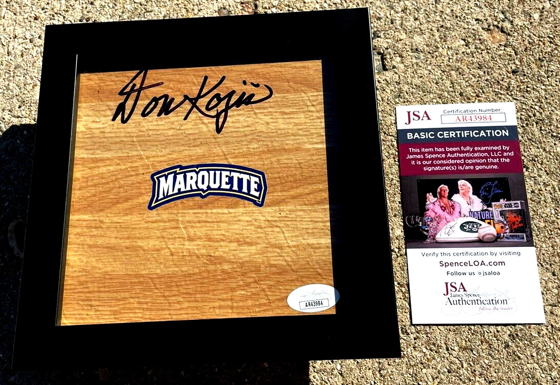 DON KOJIS Marquette FIRMADO Y ENMARCADO Piso JSA COA WARRIORS Baloncesto