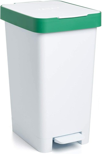 Tatay Cubo basura reciclaje pedal Smart blanco y verde 25 Lt - Imagen 1 de 2