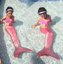 Kids Girl Sparkle Swimming Mermaid Tail Swimmable Mermaid Tail Flippers Swimwear
