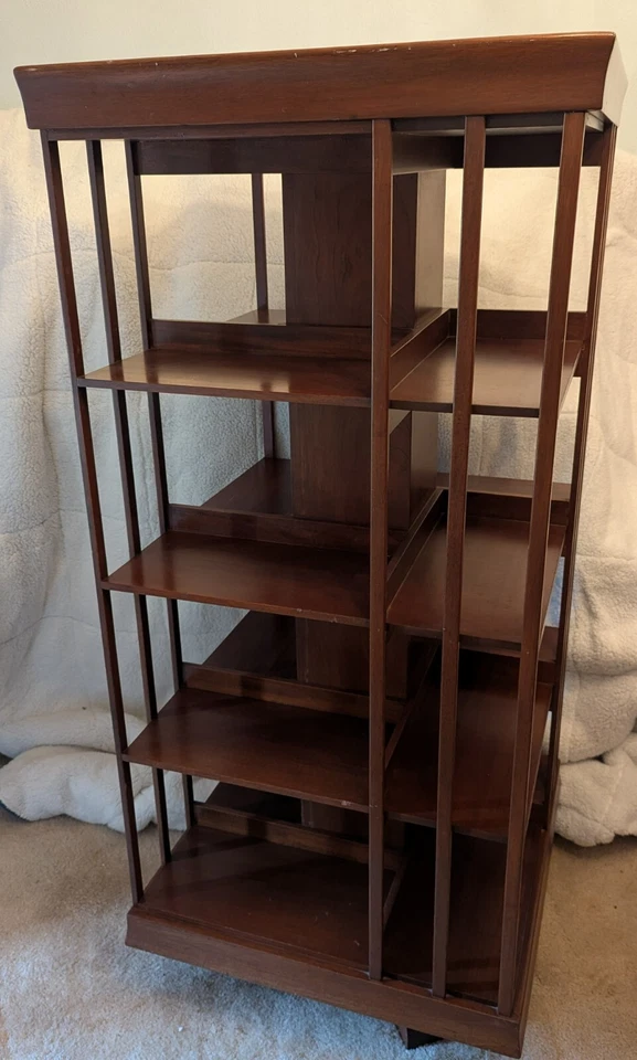 Librería Giratoria Antigua Extra Alta 61.5" Extra Ancha 26.5" 4 Estantes Victoriana Foto 4 de 4