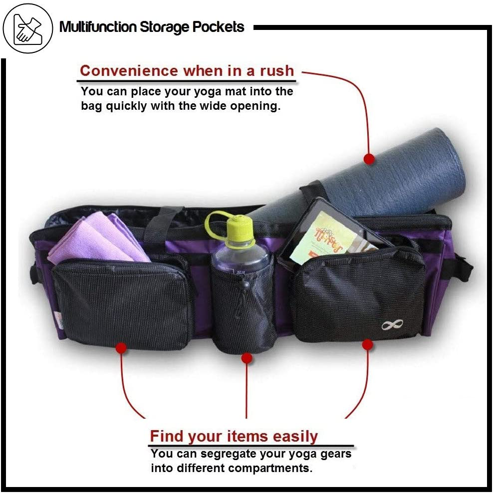 YogaAddict Yoga Mat Tote Bag "Supreme" and Carriers with Pocket Zipper