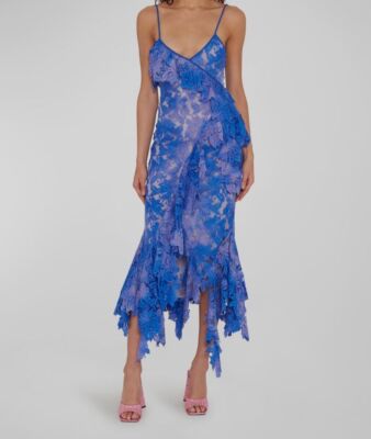 THE ATTICO Dresses gend - ''Thelma'' violet and dusty BLUE long dress VIOLET/DUSTY BLUE Main fabric: 52% cotton 25% viscose 23% polyester, lining: 100 THE ATTICO Dresses gend - ''Thelma'' violet and dusty BLUE long dress VIOLET/DUSTY BLUE Main fabric: 52% cotton 25% viscose 23% polyester, lining: 100