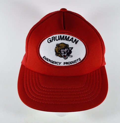 GRUMMAN Emergency Products Red Mesh Trucker Cap Snapback Hat Firefighting M/L