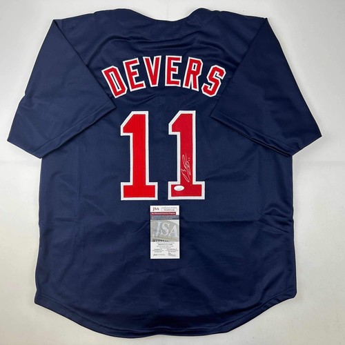 Autogramm/signed Rafael Devers Boston Blue Baseball Trikot JSA COA