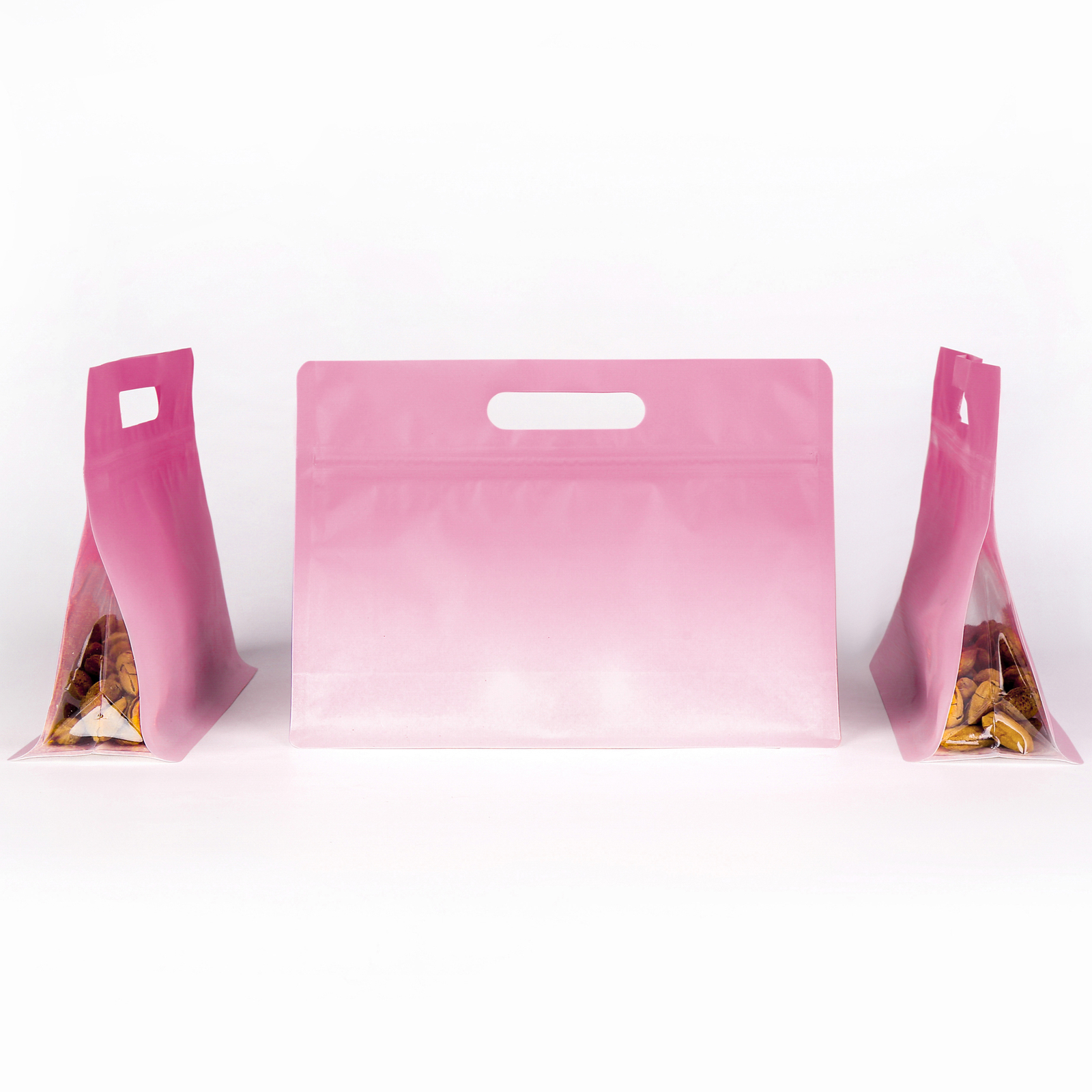 25 Pink Rice Paper Reclosable Zip Bags with Clear Side Gusset Food ...