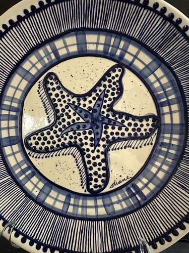 Diane stoneware 2001 Come Dream With Me Starfish Serving Chop Plate 12” Blue Sky - Picture 2 of 24