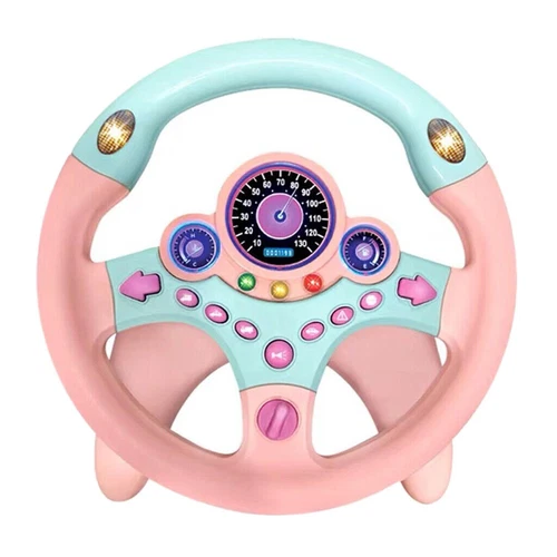 Simulations-Co-Pilot-Lenkrad mit Sockel für Kinderauto Toy Pink - Bild 7 von 7
