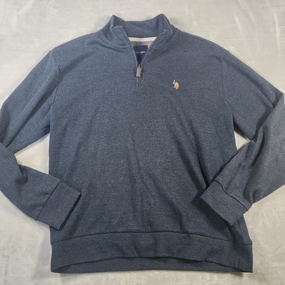 US Polo Assn. Blue Quarter 1/4 Zip-Up Sweater Size Men s Large