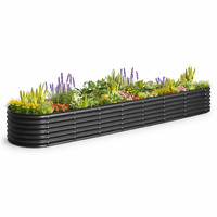 Large Galvanised Steel Raised Garden Bed Planter Outdoor Oval Anthracite