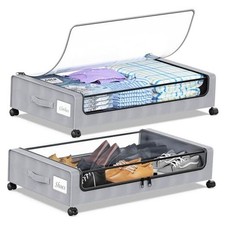 Under Bed Storage with Wheels, 2-Pack Under the Bed Storage Containers Gray
