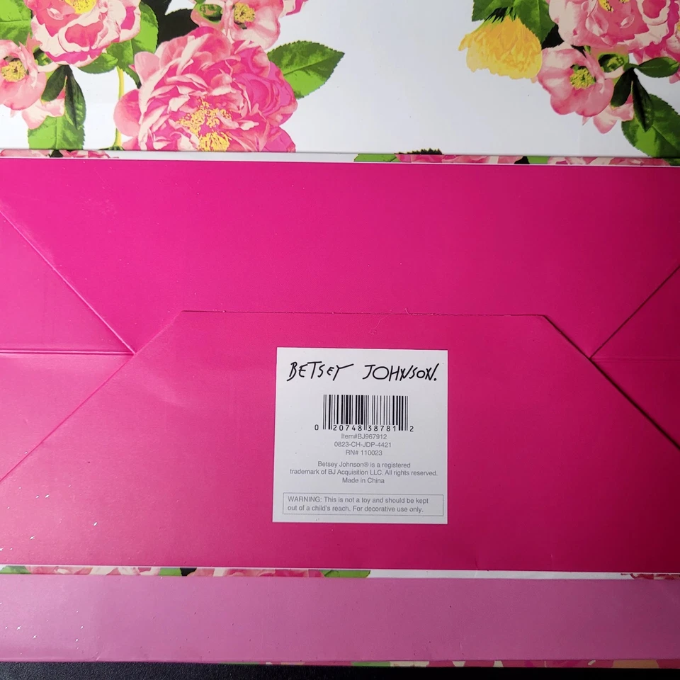Paquete de 3 bolsas de regalo Betsey Johnson pétalo rosa flores rayas hadas polvo pixie nuevas con etiquetas Foto 4 de 4