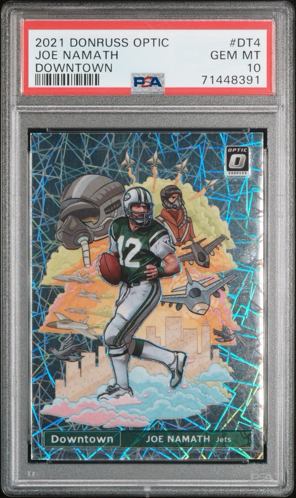 Joe Namath 2021 Donruss Optic Downtown Prizm #DT4 PSA 10 HOF New York Jets 