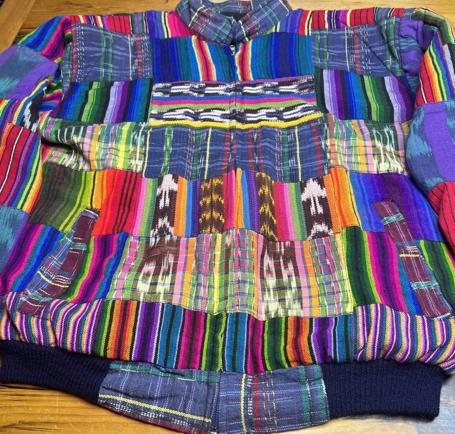 Vintage 90s Patchwork Bomber Jacket Guatemalan Se… - image 9