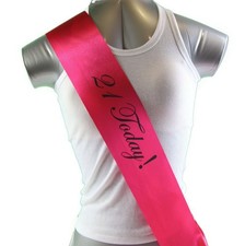 21st Birthday Sash - 21 Today Party - Hot Pink/Black Edwardian Font