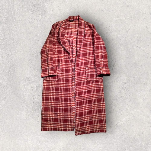 Vintage 1950s Pilgrim Genuine Beacon Wool Blanket Robe Red Plaid Size L/XL - Picture 1 of 15