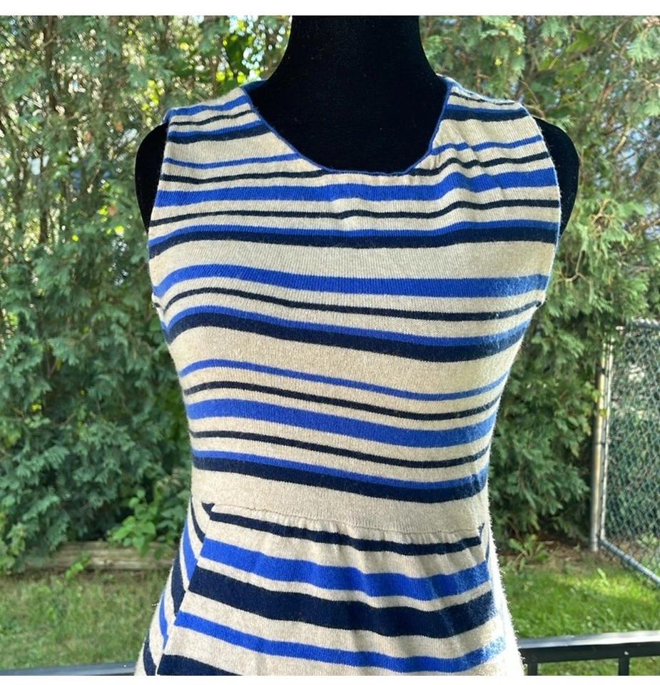 SPARROW anthologies size XS Blue and Cream Striped Midi Dress - Image 2 of 4