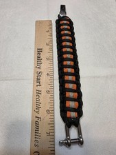 Paracord Bracelet Black orange/silver/ orange 7.5"