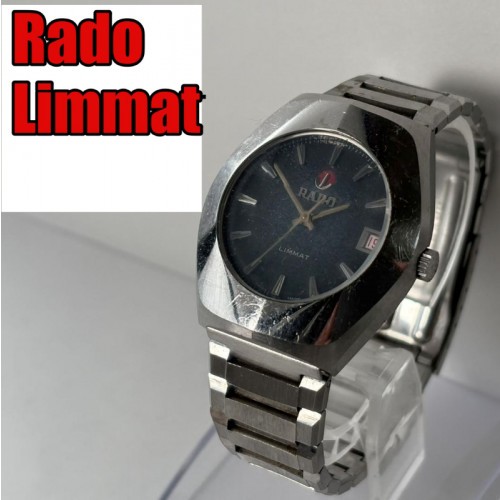 80s Vintage RADO 腕時計 タンク ブラックローマン文字盤 Rado Limmat Watch Automatic Men's Black Dial Tonneau Vintage USED