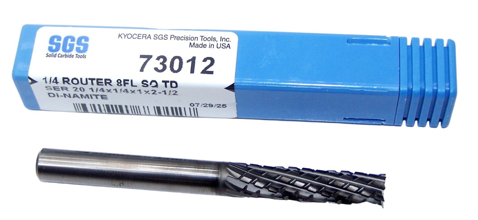 73012 Kyocera SGS 1/4" Carbide CFRP Router Square End Diamond Coated 0.250" Diam