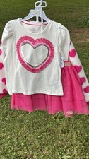 Max Studio Brand Girls Size S 5-6 Four Piece Outfit Pink Hearts Skirt Jacket