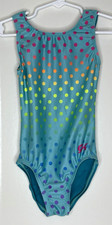 GK Stars CS Gymnastics Dance Leotard Child Small Blue Polka Dot Ombre Nylon Tank