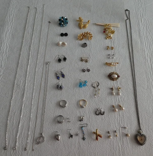 Mixed Lot Costume Jewelry Vintage to Now - 35+ Necklaces, Earrings, Rings, Pins
