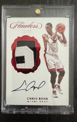 CHRIS BOSH 2016-17 PANINI FLAWLESS #SP-CB SIGNATURE PRIME GU PATCH AUTO RUBY /15