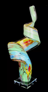 Prachtvolle 37 cm Murano Kunst Glas Abstrakt Studio Millefiori Spirale Skulptur