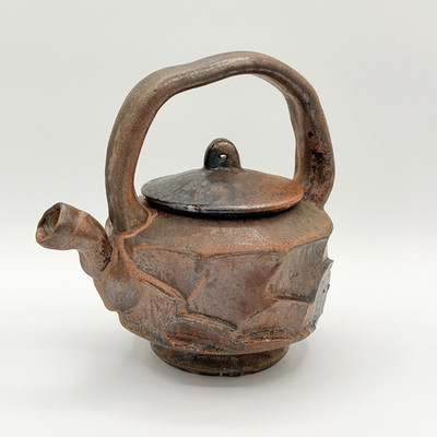 Vintage Bizen Teapot Wood Fired Unglazed Japanese Wabi Sabi Kyusu Studio Pottery